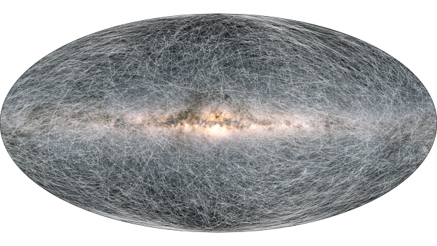 The trails on this image show how 40 000 stars, all located within 100 parsecs of the Solar System, will move across the sky in the next 400 thousand years.